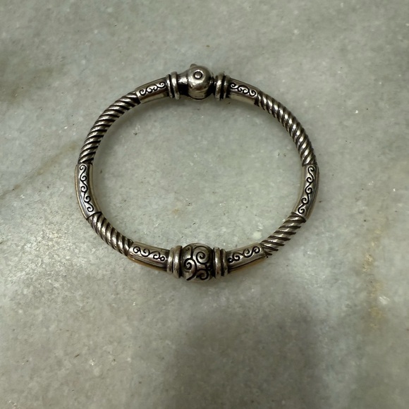 Brighton Contempo Silver Hinge Bangle AE - Evelie Blu Boutique Two silver Brighton bangle bracelet solid brass plated sterling silver.